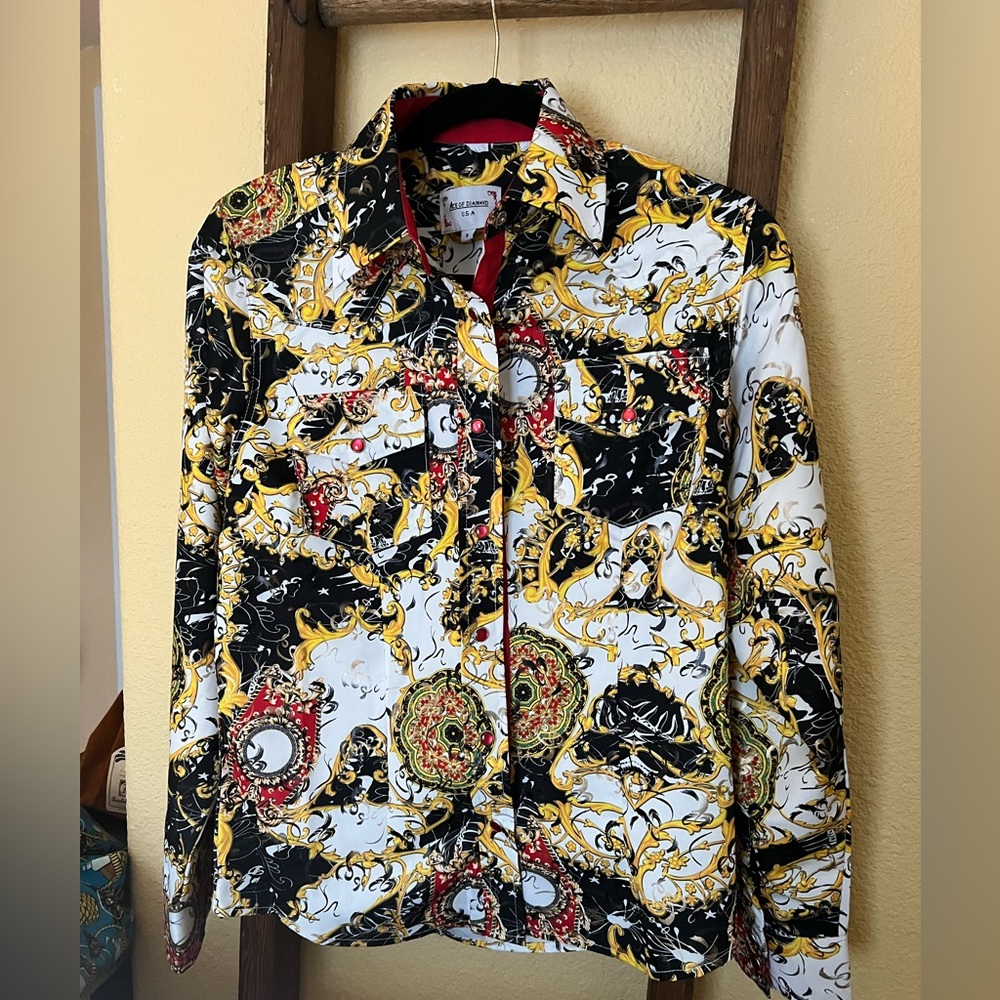 Ace of Diamonds Pearl-snap western shirt. Size small